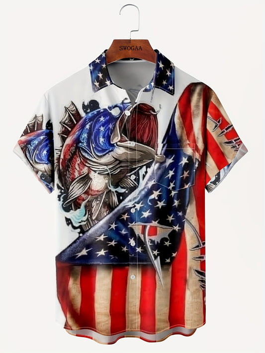 Plus Size Men's Hawaiian Shirts For Beach, Comfy Full Printed With "Art" Pattern Short Sleeve Aloha Shirts, Oversized Casual Loose Tops For Summer - Snug & Style