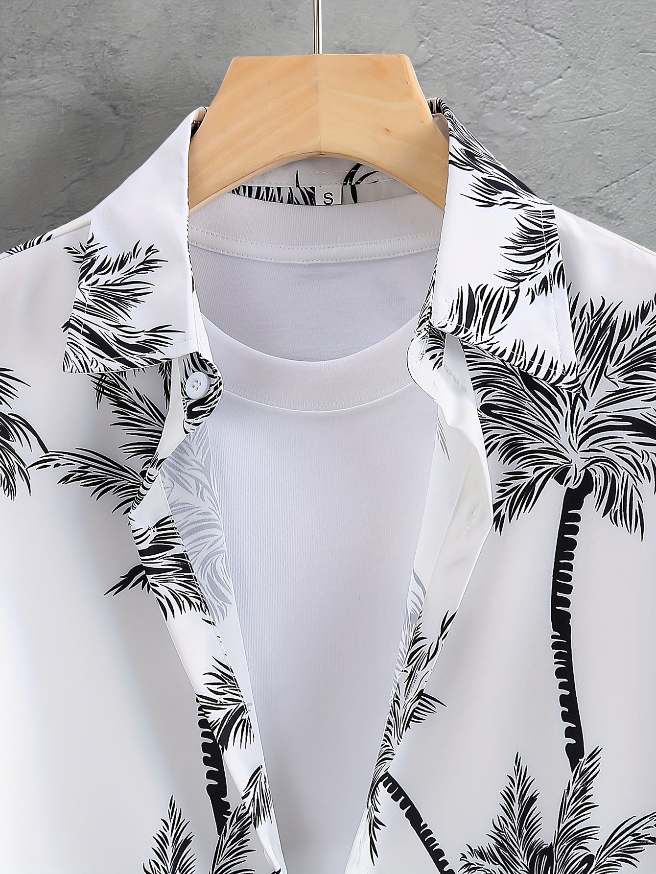 Coconut Tree Print, Men's 2Pcs Outfits, Casual Camp Collar Lapel Button Up Short Sleeve Shirts Hawaii Shirt And Drawstring Shorts Set For Summer, Men's Clothing - Snug & Style