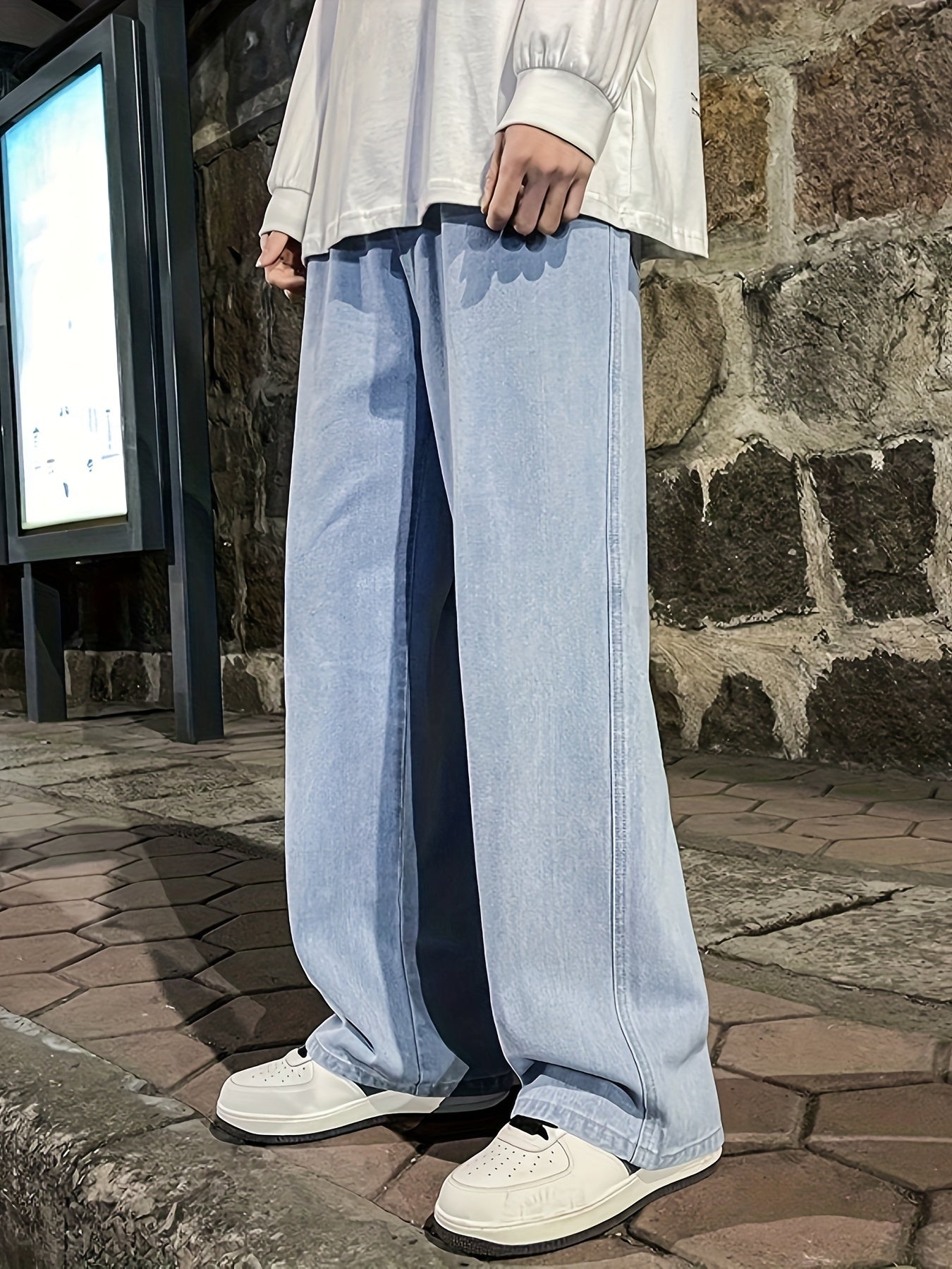 Mens Fashion Jeans - Rich Solid Color, Loose Fit, Classic Straight Leg, High-Quality Denim, Perfect for Daily Casual Wear, Inspired by Street Style Fashion Trends - Snug & Style